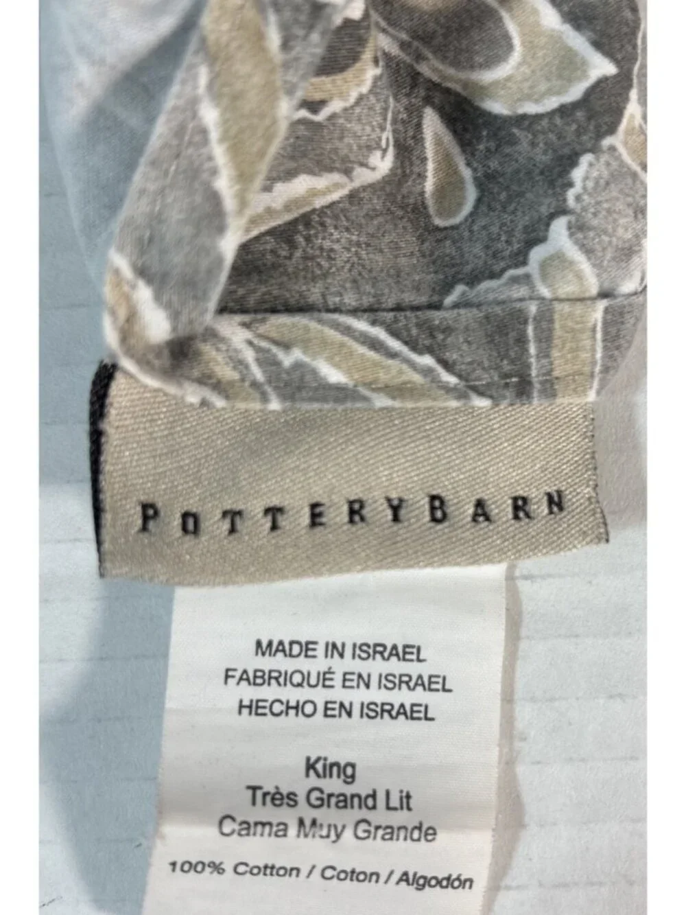 Pottery Barn King Jacquelyn Medallion Cotton Sateen Duvet Covet Gray Cream EUC